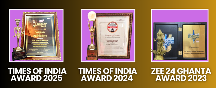 Awards won by the best hotel management institute in India including Zee Award, Assocham Award, and CSR Award for excellence.